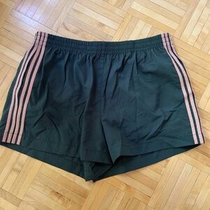 Le Lis Green and Pink Athletic Shorts with Striped Accents